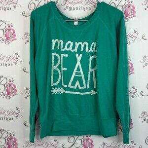 Live & tell sweater Mama Bear tipi graphic pull over green blue Teal Sweatshirt